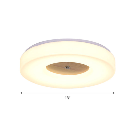 Modern Flush Ceiling Light - Wood and Acrylic Construction - LED - 8"/13"/15"/19" Wide - Warm Lighting - Ideal for Dining Room