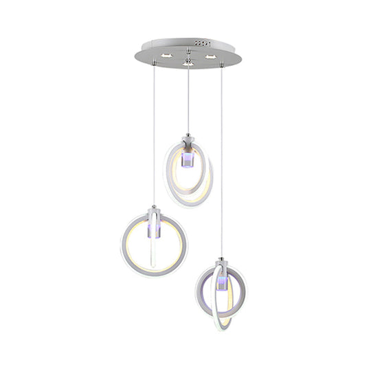 Orbit Acrylic Pendant Ceiling Light Fixture - 3-Light Modern Hanging Design For Living Room