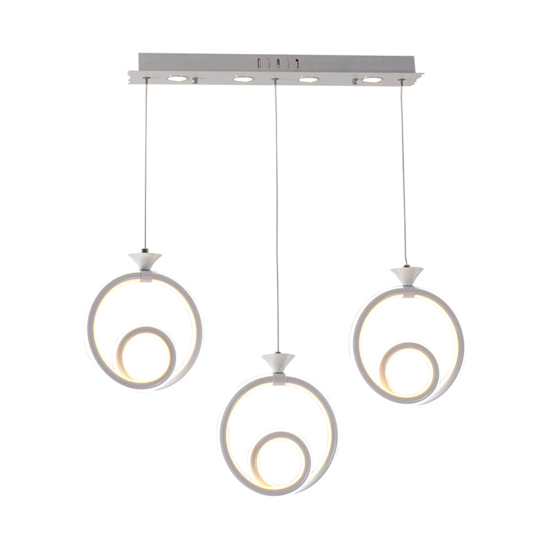 Contemporary Multi-Ring Pendant Light for Kitchen - 3/5-Head Cluster Design with Acrylic and Warm/White/Natural Light