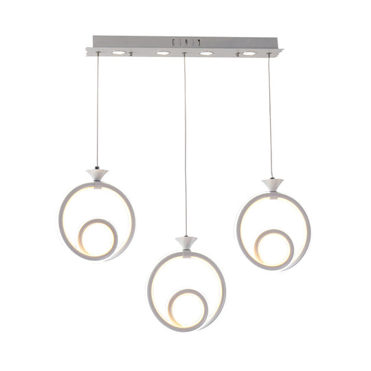 Contemporary Multi-Ring Pendant Light for Kitchen - 3/5-Head Cluster Design with Acrylic and Warm/White/Natural Light