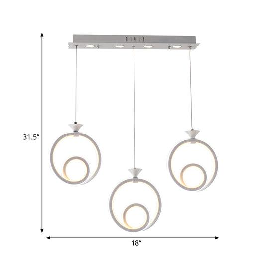 Contemporary Multi-Ring Pendant Light for Kitchen - 3/5-Head Cluster Design with Acrylic and Warm/White/Natural Light
