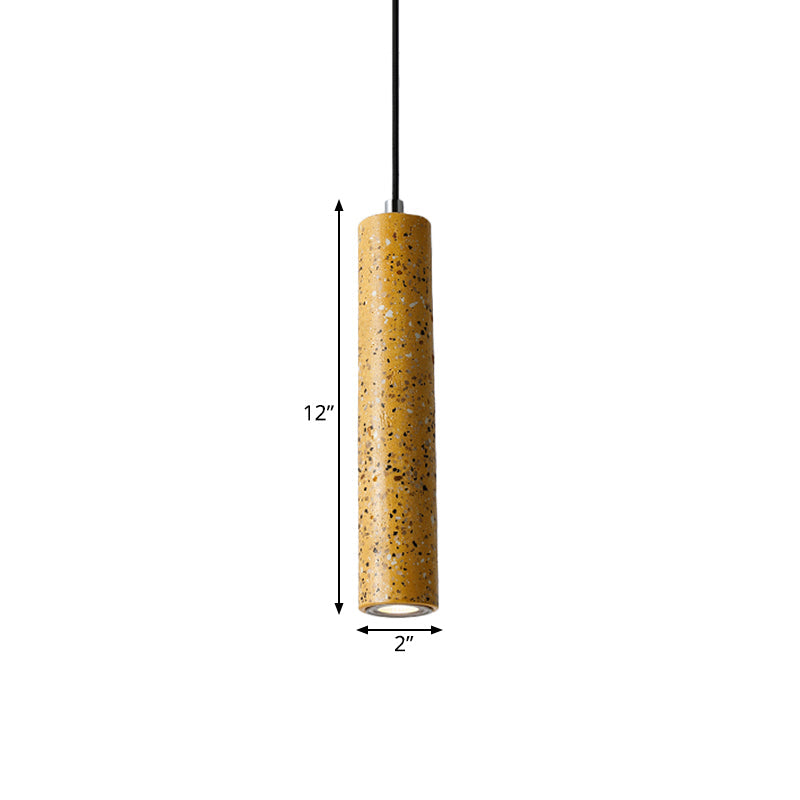Nordic Concrete Tube Pendant Lighting - 1 Light Black/White/Yellow Suspension