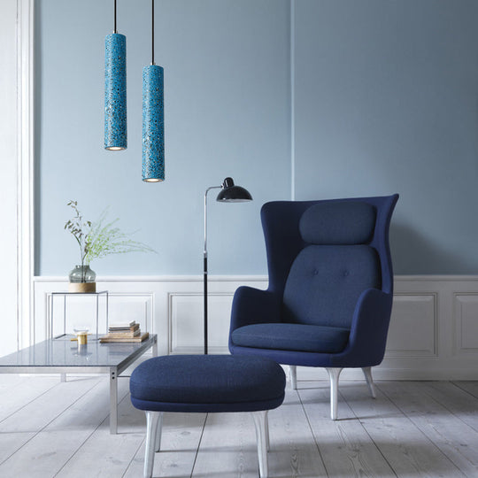 Nordic Concrete Tube Pendant Lighting - 1 Light Black/White/Yellow Suspension