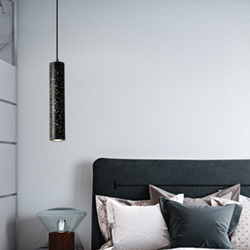 Nordic Concrete Tube Pendant Lighting - 1 Light Black/White/Yellow Suspension