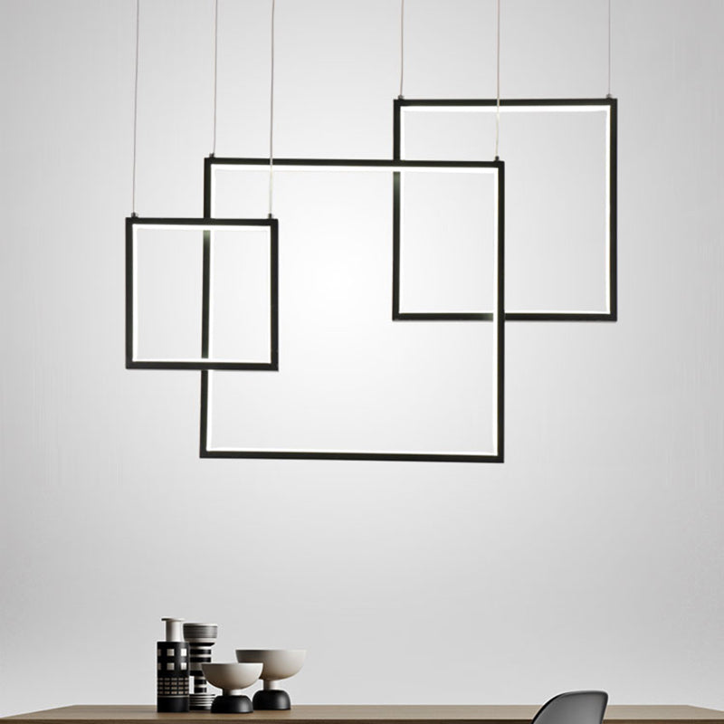 Modern Square Ceiling Light With 3/5 Acrylic Pendants In Black/White For Warm White Or Natural 3 /