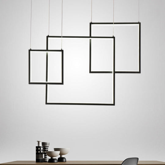 Modern Square Ceiling Light With 3/5 Acrylic Pendants In Black/White For Warm White Or Natural 3 /