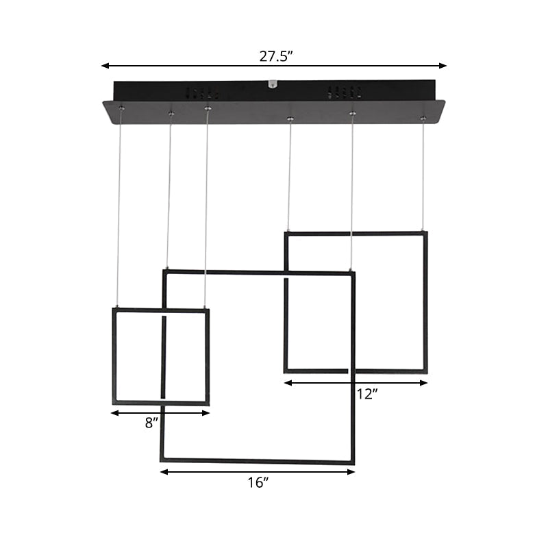 Modern Square Ceiling Light With 3/5 Acrylic Pendants In Black/White For Warm White Or Natural
