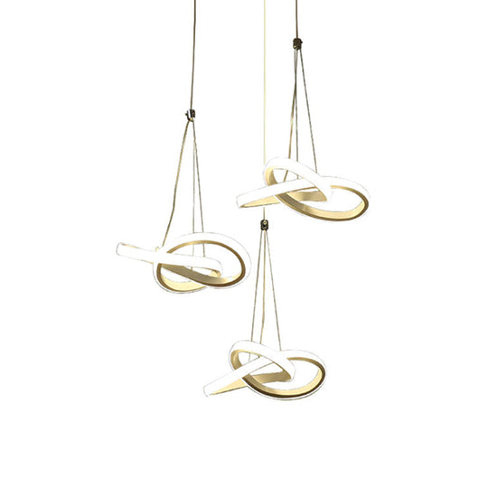 Twisting Island LED Pendant Ceiling Light - 3/4 Heads, Acrylic, Warm/White Light