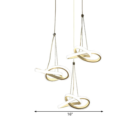 Twisting Island LED Pendant Ceiling Light - 3/4 Heads, Acrylic, Warm/White Light