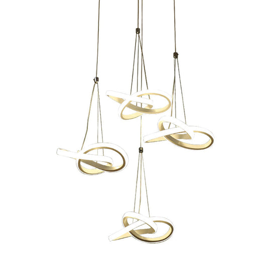 Twisting Island LED Pendant Ceiling Light - 3/4 Heads, Acrylic, Warm/White Light