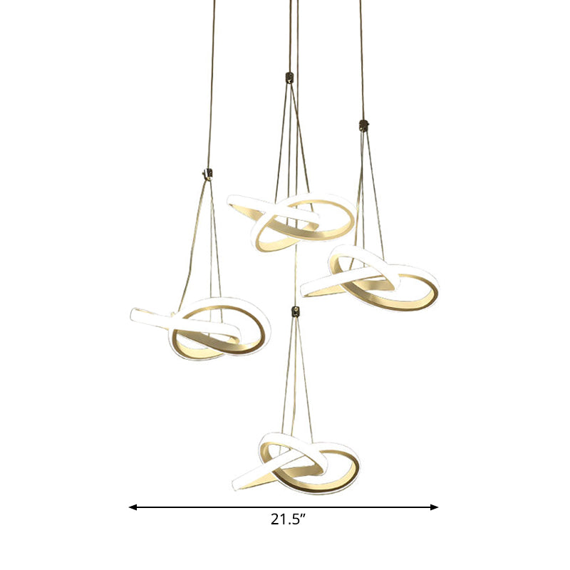 Twisting Island LED Pendant Ceiling Light - 3/4 Heads, Acrylic, Warm/White Light