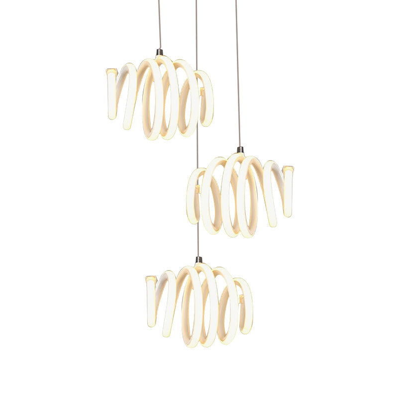 Twisted Suspension Pendant Acrylic LED Ceiling Light - Minimalist Dining Room Lighting in Warm/White