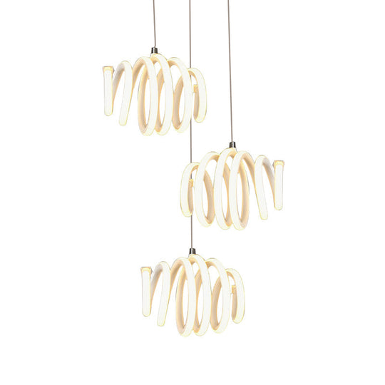 Twisted Suspension Pendant Acrylic LED Ceiling Light - Minimalist Dining Room Lighting in Warm/White