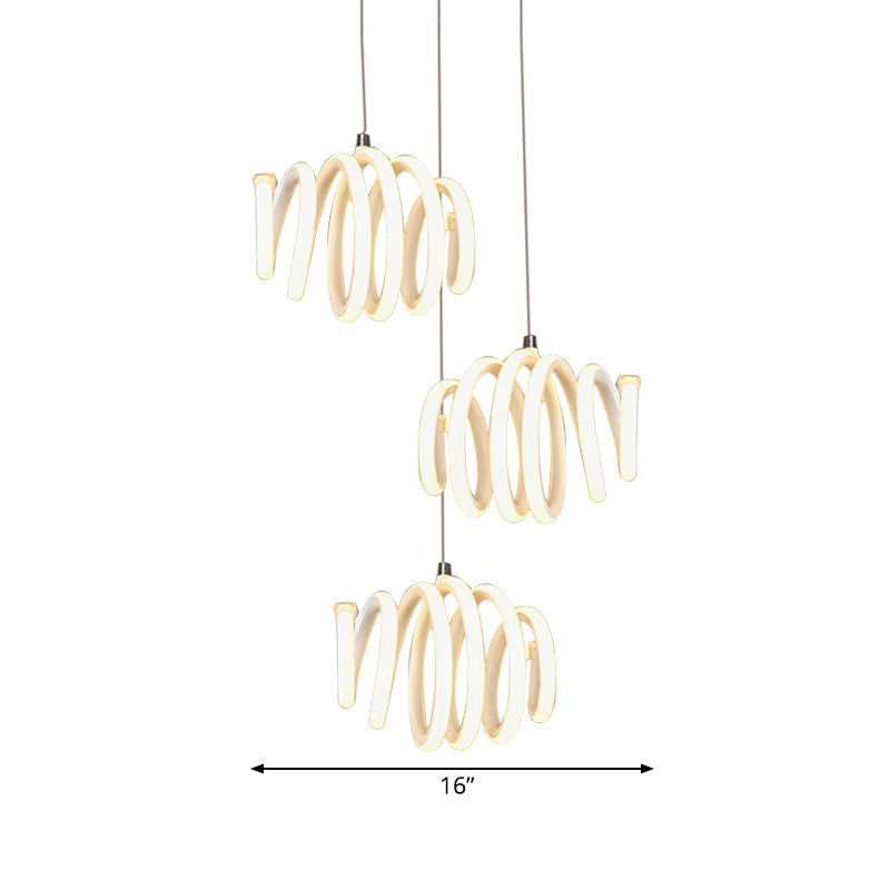 Twisted Suspension Pendant Acrylic LED Ceiling Light - Minimalist Dining Room Lighting in Warm/White