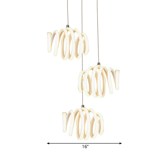 Minimalist Twisted Suspension Pendant Led Ceiling Light In Warm/White