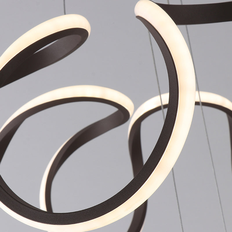 Modern Waving Acrylic Island Pendant Light: Brown Hanging Ceiling Light with Adjustable Cords (3/5-Light)