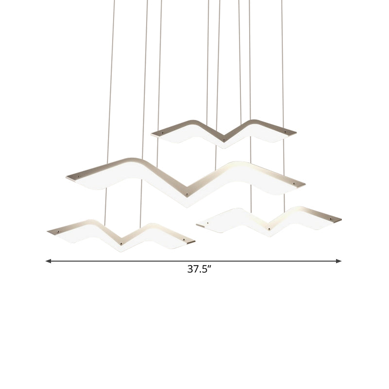 Seagull Multi Light Pendant LED Hanging Lamp in Elegant White Acrylic Shade - Choose from 2, 3, 4 or 5 Lights