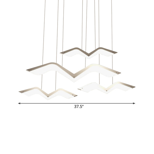 Seagull Multi Light Pendant LED Hanging Lamp in Elegant White Acrylic Shade - Choose from 2, 3, 4 or 5 Lights