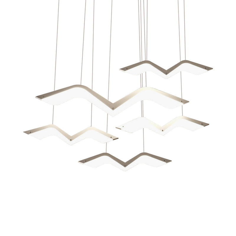 Seagull Multi Light Pendant LED Hanging Lamp in Elegant White Acrylic Shade - Choose from 2, 3, 4 or 5 Lights