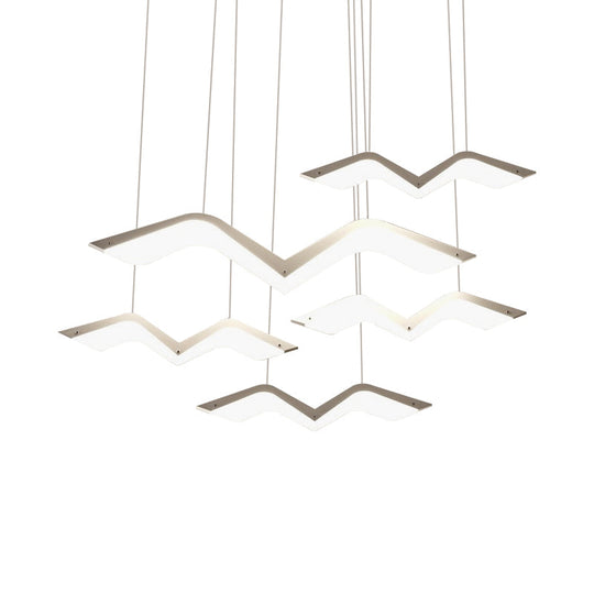 Seagull Multi Light Pendant LED Hanging Lamp in Elegant White Acrylic Shade - Choose from 2, 3, 4 or 5 Lights
