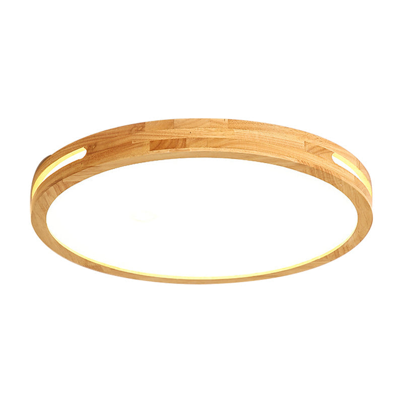 Japanese Style LED Ceiling Lamp in Beige - Circular Mount, Wood Finish - 12/16/19.5 Inch Wide - Perfect for Adult Bedroom