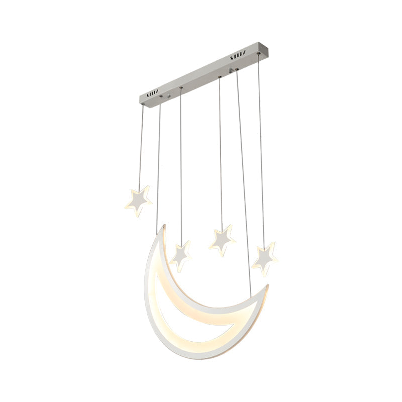 Modern Acrylic LED Ceiling Light with Moon and Stars Design - Perfect for Dining Room and Kitchen Island in Warm/White Light