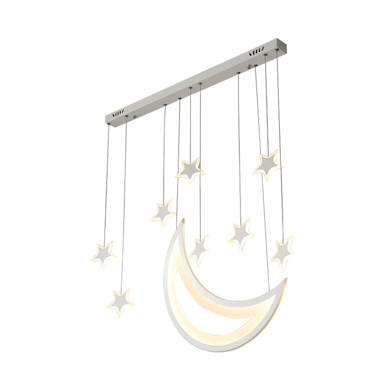 Modern Acrylic Led Ceiling Light - Moon And Stars Design 5/9 Lights Dining Room Pendant Warm/White