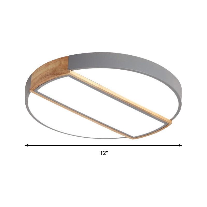 Nordic Circle LED Flush Mount Light - Acrylic Diffuser - 12"/16"/19.5" Width - LED Ceiling Lamp in Green/Grey/Pink/White for Baby Room