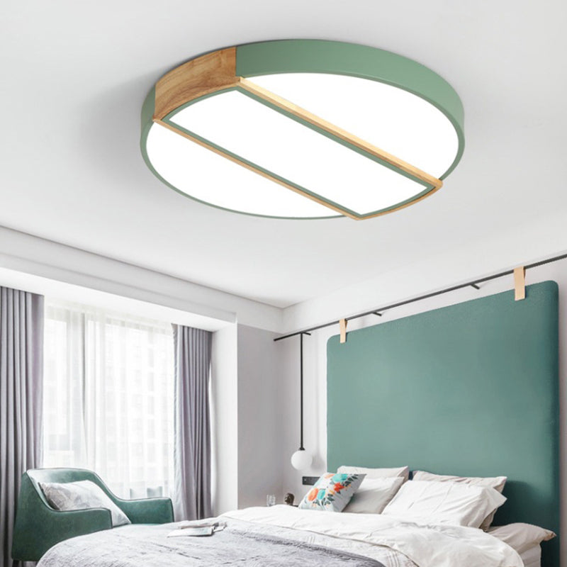 Nordic Circle Led Flush Mount Light - Acrylic Diffuser 12/16/19.5 Width Ceiling Lamp In