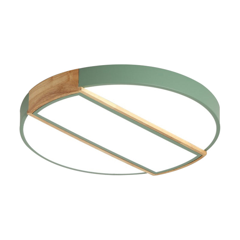 Nordic Circle LED Flush Mount Light - Acrylic Diffuser - 12"/16"/19.5" Width - LED Ceiling Lamp in Green/Grey/Pink/White for Baby Room