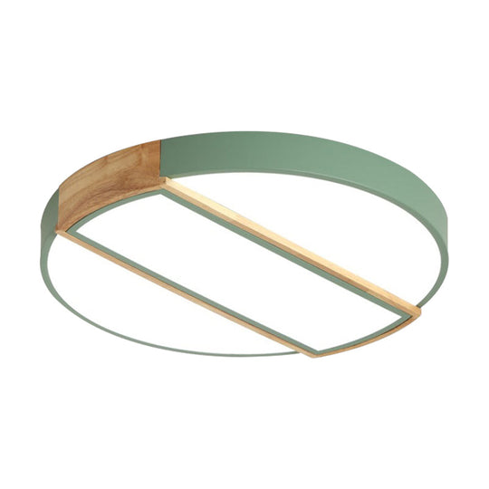 Nordic Circle LED Flush Mount Light - Acrylic Diffuser - 12"/16"/19.5" Width - LED Ceiling Lamp in Green/Grey/Pink/White for Baby Room