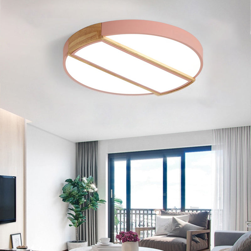 Nordic Circle Led Flush Mount Light - Acrylic Diffuser 12/16/19.5 Width Ceiling Lamp In