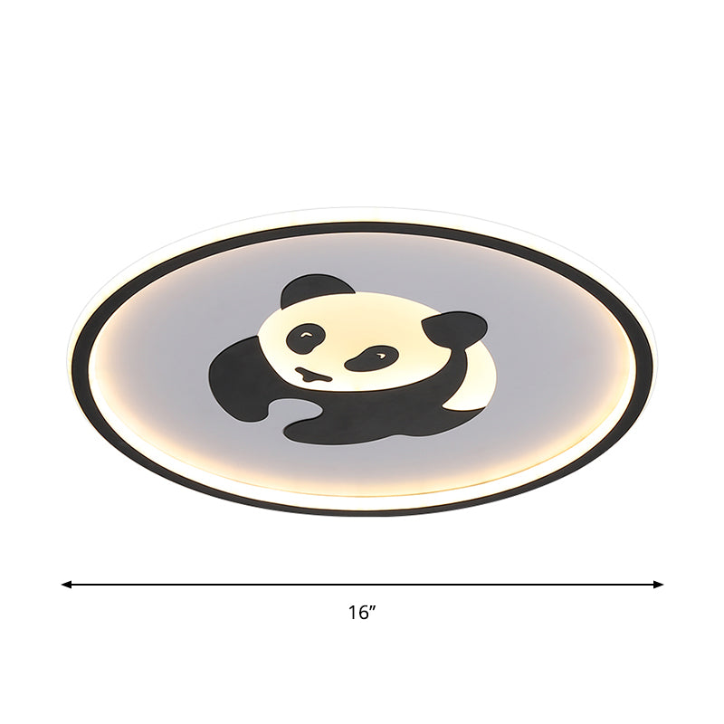Panda Kids Acrylic Led Flush Mount Light: Black Flushmount Lighting For Bedroom Warm/White Light