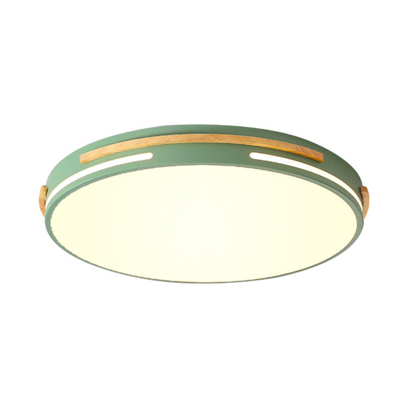 Simplicity LED Acrylic Flush Mount Light Fixture for Living Room - White/Green, Round Design