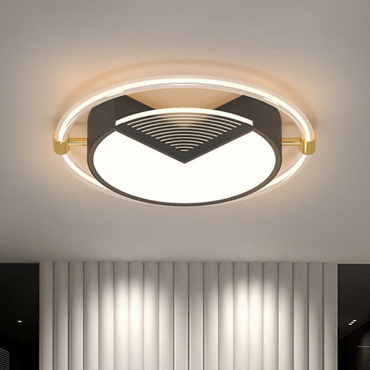 Contemporary Black Acrylic LED Ceiling Light - Geometric Bedroom Fixture