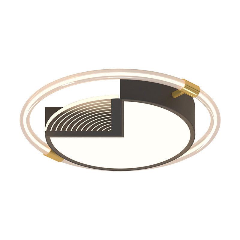 Contemporary Black Acrylic LED Ceiling Light - Geometric Bedroom Fixture