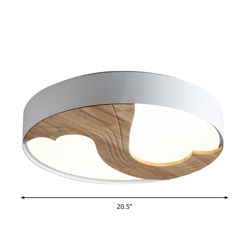 Plafonnier LED en acrylique Simplicity avec design en bois - Luminaire encastré circulaire blanc