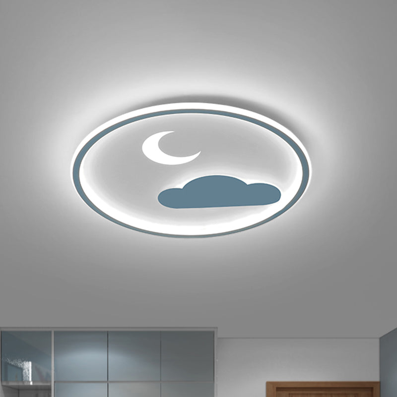 Simple LED Flush Light Fixture: Cloud & Crescent Acrylic Flushmount in Warm/White Light