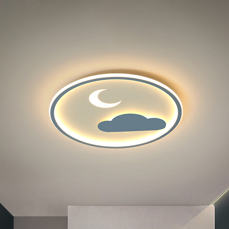 Simple LED Flush Light Fixture: Cloud & Crescent Acrylic Flushmount in Warm/White Light