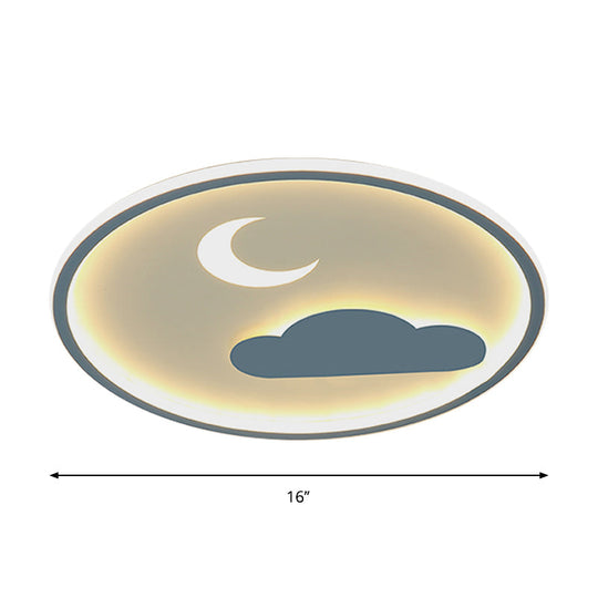 Simple LED Flush Light Fixture: Cloud & Crescent Acrylic Flushmount in Warm/White Light