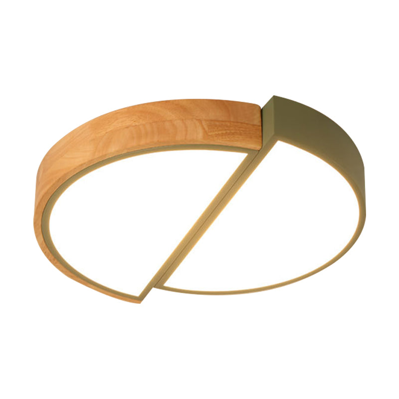 Macaron Loft LED Flush Mount Ceiling Light - Half Circle Restaurant Ceiling Lamp in Green/Pink/White