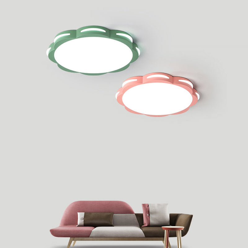 Flush Mount Macaron LED Ceiling Light with Acrylic Floral Shade - Ideal for Girls' Bedroom