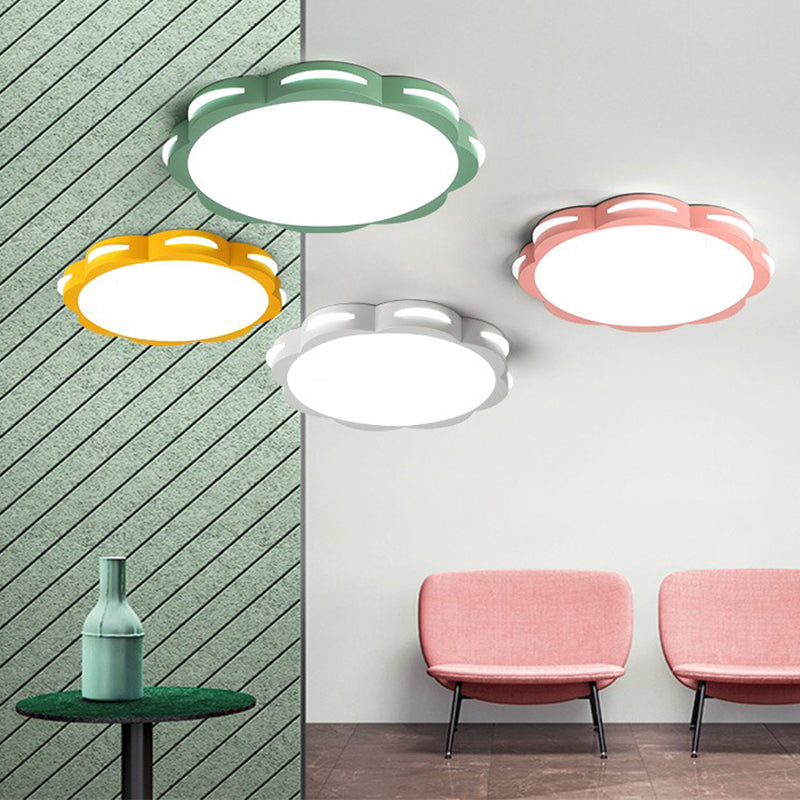 Flush Mount Macaron LED Ceiling Light with Acrylic Floral Shade - Ideal for Girls' Bedroom