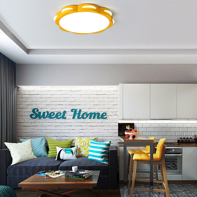 Flush Mount Macaron LED Ceiling Light with Acrylic Floral Shade - Ideal for Girls' Bedroom