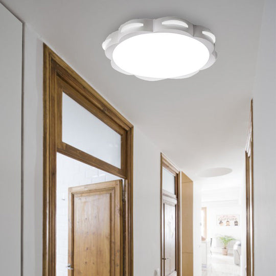Flush Mount Macaron LED Ceiling Light with Acrylic Floral Shade - Ideal for Girls' Bedroom
