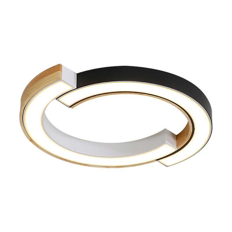 Contemporary Bedroom Ceiling Lamp - 2-Arch Bridge Design, Acrylic, LED Light, 15"/19" Width, Black/White Mount