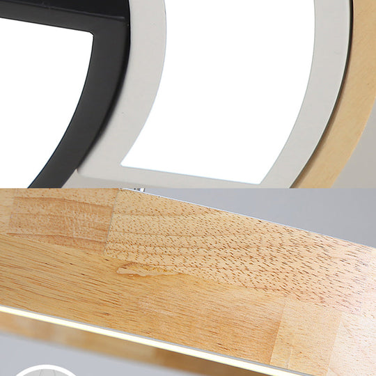 Contemporary Bedroom Ceiling Lamp - 2-Arch Bridge Design, Acrylic, LED Light, 15"/19" Width, Black/White Mount