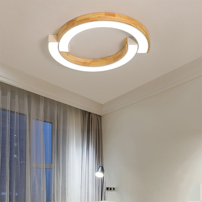 Contemporary Bedroom Ceiling Lamp - 2-Arch Bridge Design, Acrylic, LED Light, 15"/19" Width, Black/White Mount