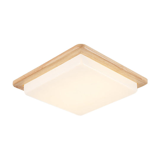 Japanese Style Square Ceiling Light Wood LED Flush Mount Light - Wide Range Selection (12.5"/14"/18"/22") - Warm/White Light for Bedroom