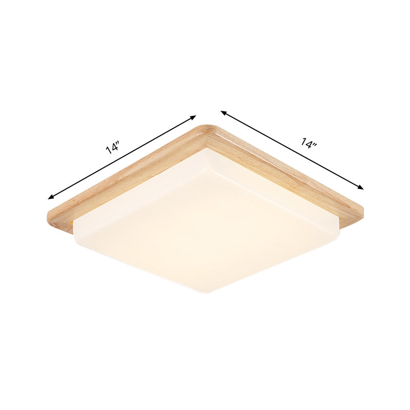 Japanese Style Square Ceiling Light Wood LED Flush Mount Light - Wide Range Selection (12.5"/14"/18"/22") - Warm/White Light for Bedroom